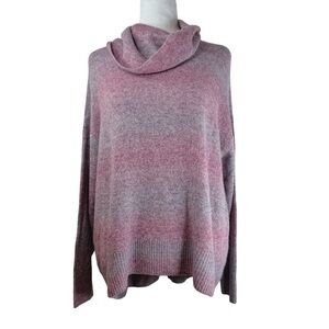 AMERICAN EAGLE OUTFITTER Women's Pink/Grey Blended Stripes Cowl Neck Sweater S